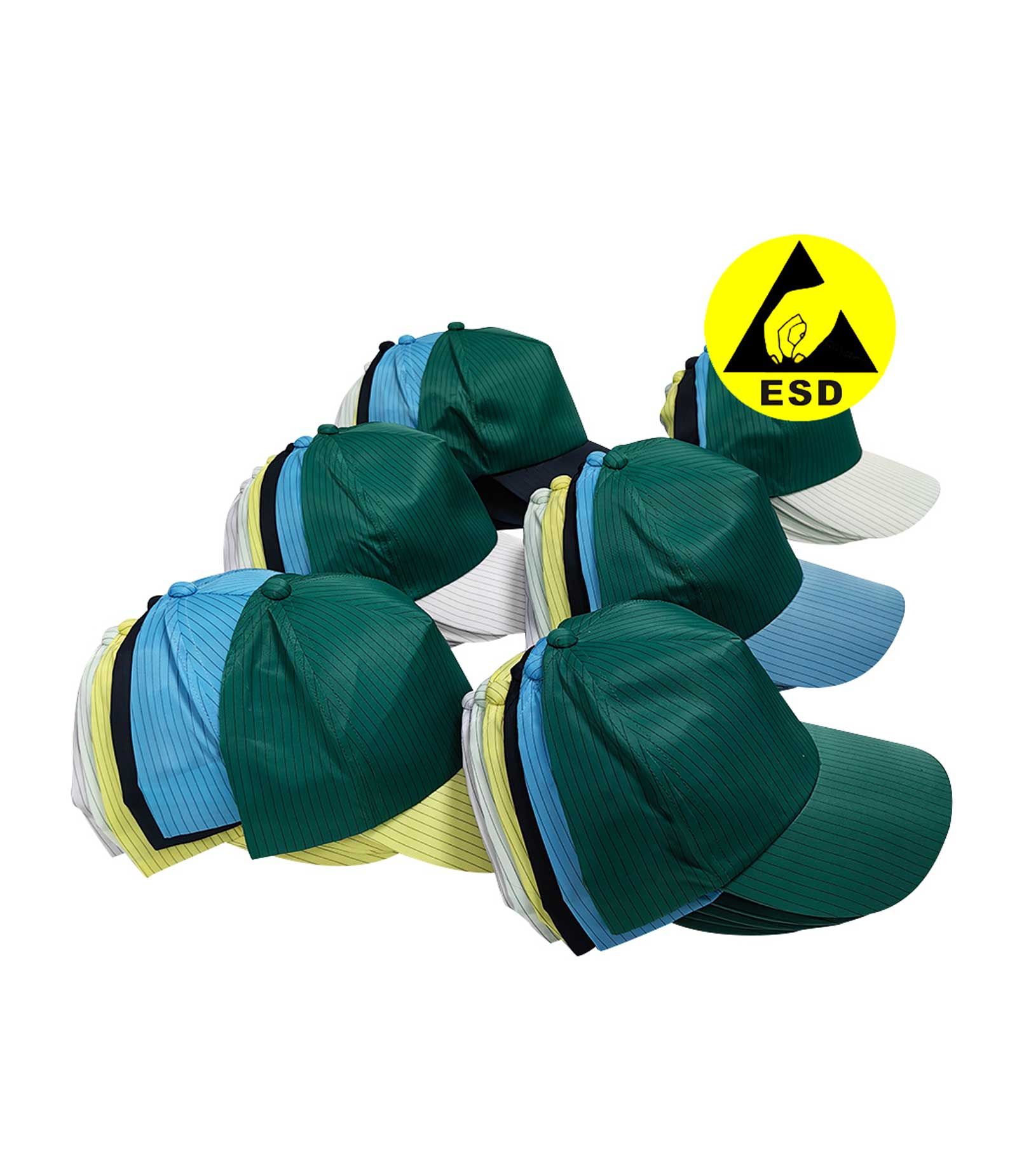 Mủ lưỡi trai phòng sạch ESD Polyester Sọc 5mm không bụi