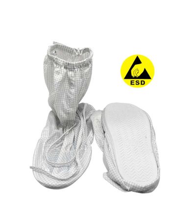 Giày bốt vải sọc 5mm màu trắng chống tĩnh điện an toàn phòng sạch